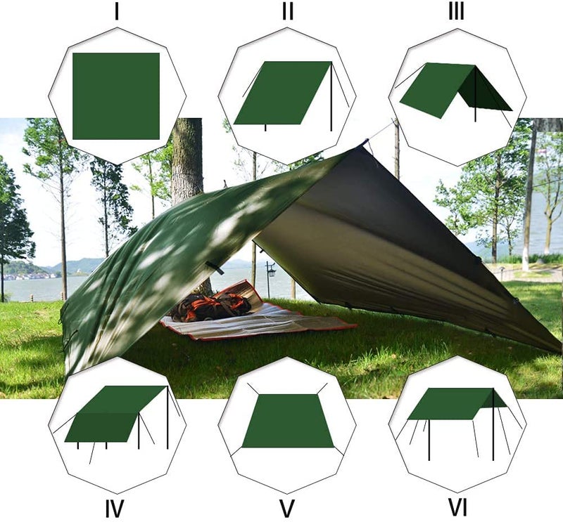 KALINCO Waterproof Camping Tarp Tent Hammock Rain Fly, 10X10FT/10X15FT, Mutifunctional Tent Footprint Lightweight Tarp for Camping, Hiking and Survival Shelter - Image 4